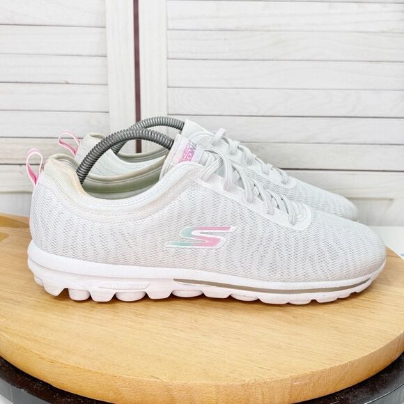 Skechers Go Walk Mesh Slip On Sneakers White Zebra Pink Womens 11 SN124779 - Picture 1 of 12